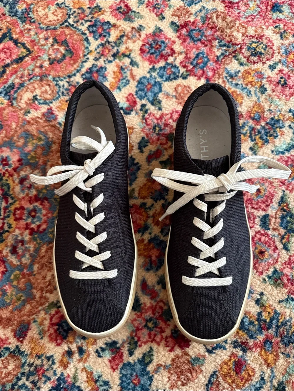 Rothy's Black Knit Women’s Sneakers with White Laces